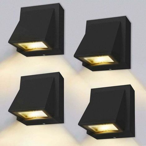 Applique Murale - 4 Pièces, 5W Applique Murale LED Extérieur/Intérieur, Applique Murale Extérieure Blanc Chaud 3000K IP65 pour Chambre, Salon, Salle de Bain, Noir (1/5)