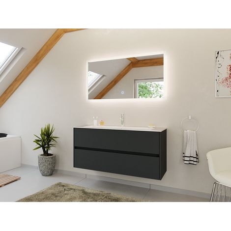 Badmöbel Set Taifun 2tlg. 120 cm mit LED Spiegel Grafit (1/5)