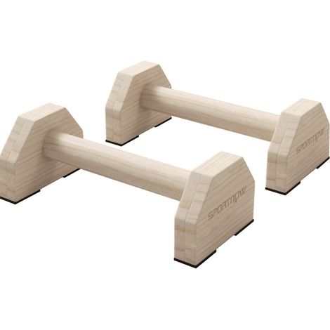 Barres de pompe en hêtre naturel, antidérapantes, charge max 120 kg, 30 x 13 x 10 cm, set de 2 (1/5)