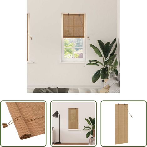 Store en bambou - Store enrouleur avec des rideaux Marron 60 x 160 cm Bambou (1/5)