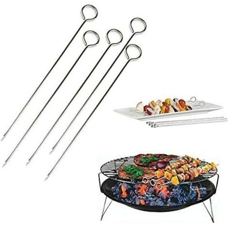 Lot de 10 brochettes en métal réutilisables pour barbecue en plein air (1/3)