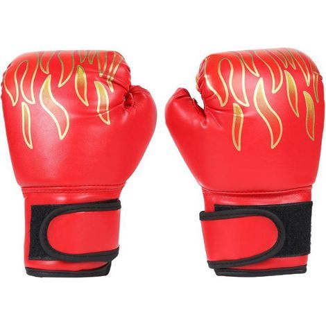 Gants de boxe pour enfants, 1 paire, réglables, professionnels, maille respirante, cuir PU, entraînement à la flamme (1/4)