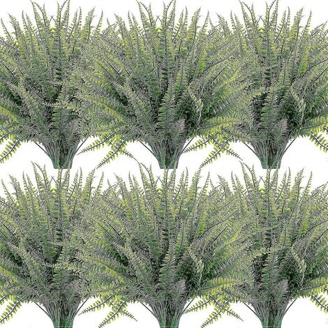 Lot de 12 plantes artificielles, fausses fougères de Boston pour l'extérieur, résistantes aux UV et aux UV, ne se décolorent pas. (1/5)