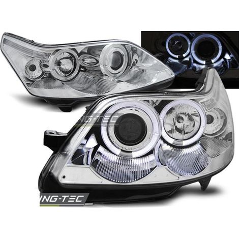 Paire de feux phares Citroen C4 04-10 angel eyes chrome-27361261
