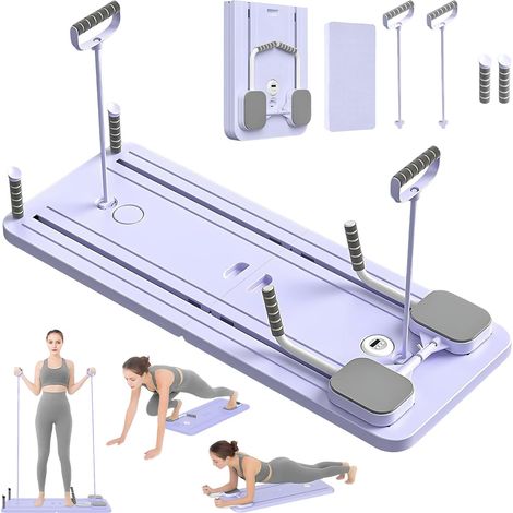 Pilates Reformer, Pilates pieghevole, Ruota addominale per flessioni con rimbalzo automatico e timer, Tavola addominale multifunzionale per Pilates per casa e palestra