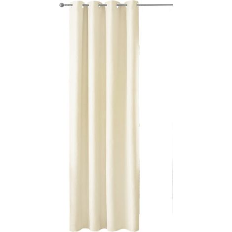 Tenda Porta Finestra Raso Sintetico 1 Pannello Coprente 140x280 Cm Occhielli Acciaio - Beige