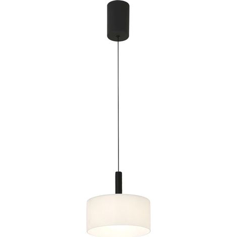 Lampada a sospensione nera vetro bianco LED 8W Austis