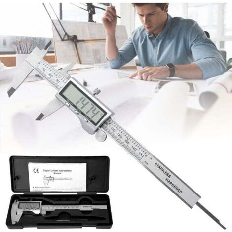 Enowelir Pied à coulisse électronique, Pied à Coulisse Numérique avec Écran LCD IP54 Étanche, Professionnel Caliper 0-150mm, Acier Inoxydable, Conversion pouces/métrique (1/4)