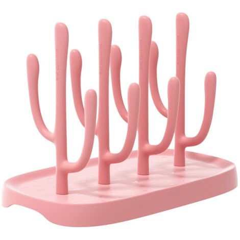 BUNTHAUS Égouttoir à bouteilles portable – Support en PP rose – Idéal pour les voyages – (1/5)