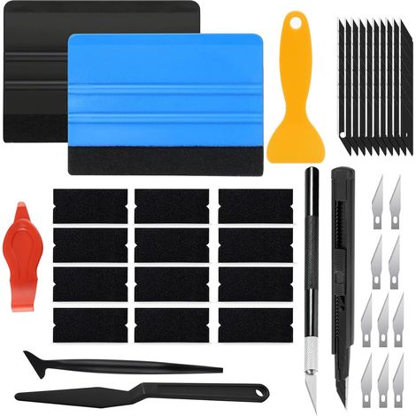 40pcs Kit Covering Voiture Outils de Film avec Raclette en Feutre  Film Vitre Teintée Voiture pour Vinyle Raclettes D'angle Kit D'outils pour Vitres Teintées pour Pose Films Protection Auto (1/5)