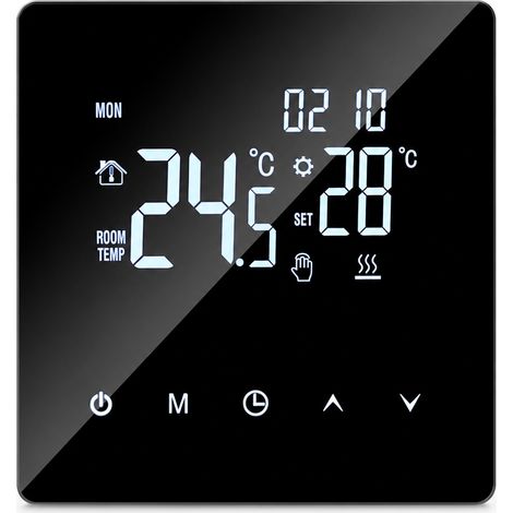 Thermostat WiFi pour chauffage électrique au sol, noir, 16 A, affichage numérique (1/5)