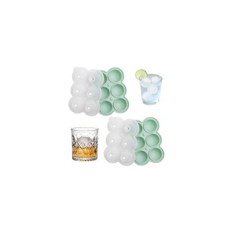 Bac à Glaçons Silicone avec Couvercle, 2-Pack Bac à Glaçons Réutilisable pour Glaçons Ronds et Grands, Ice Cube Tray Silicone, Parfait pour Cocktails, Whisky, Boissons, Sans BPA