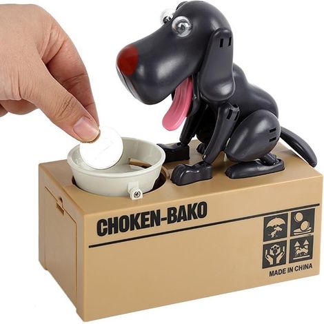 tirelire en forme de chien, chien mangeur de pièces, chien affamé, tirelire en forme de cochon (1/5)
