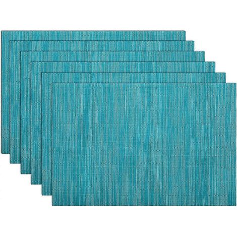 Ensemble de 6 sets de table en vinyle tissé, lavables et faciles à nettoyer, résistants à la chaleur et antidérapants (6, bleu sarcelle) (1/5)