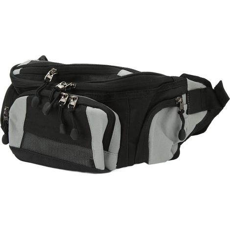 Sac banane de moto Oxford réglable, ceinture en Oxford, grande capacité, style racing, gris, pour la course tout-terrain. (1/5)