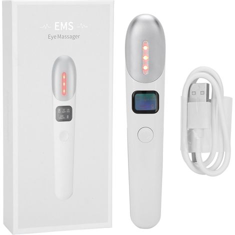 Appareil de massage oculaire, masseur facial à lumière colorée, stylo EMS pour les yeux à usage domestique (blanc) (1/5)