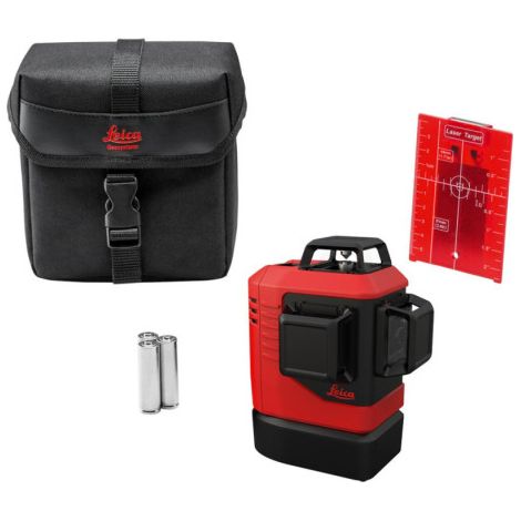 Leica Geosystems – Niveau laser à ligne rouge 3x360° autonivelant – Précision ±0,2 mm/m – Portée 35 m – Classe de protection IP54 – Alimentation par piles alcalines ou lithium (1/5)