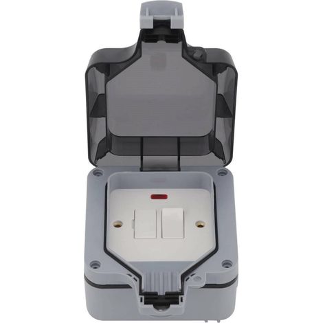 Outdoor Switch Socket Waterproof Fuse Switch 13A Plug Socket Box with Power Indicator Light for Exterior Walls