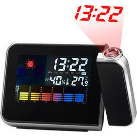 Light-up alarm clock with projection – color screen – USB powered – dual alarm – temperature and humidity display (1/5)