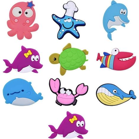 Lot de 10 aimants pour réfrigérateur en forme d'animaux marins, jouets magnétiques animaux de l'océan, aimants de réfrigérateur de dessin animé pour tableau blanc, aimants pour bébé (1/5)