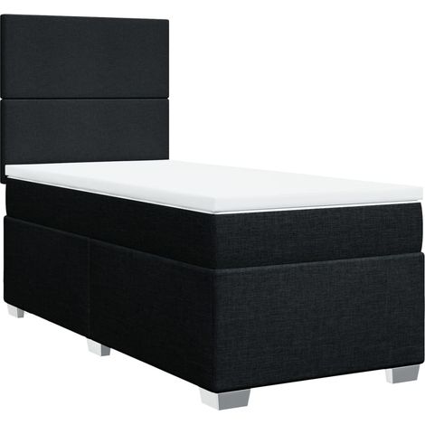 Maison Exclusive - Sommier à lattes de lit avec matelas Noir 90x190 cm Tissu (1/5)