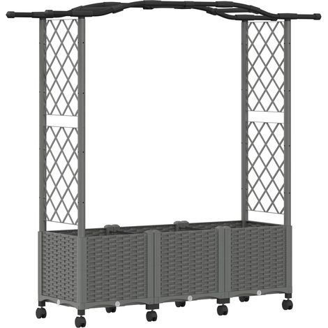 vidaXL Cama elevada con trellis y techo Gris Claro 164 x 40 x 144 cm (1/2)