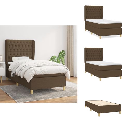 Boxspringbett mit Matratze Dunkelbraun 100x200 cm Stoff - Boxspringbett - Doppelbett - Bettenrahmen - Lattenrost - Matratze (1/5)