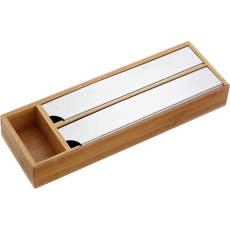 1 Distributeur de feuille, 2 compartiments, plastique marron, pour tiroir cuisine, 39,5x13x5,5 cm (1/5)