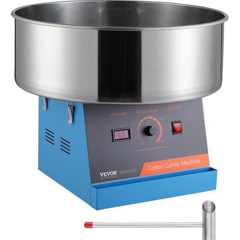 VEVOR Macchina per Zucchero Filato Elettrica, 1000 W, Macchina Zucchero Filato Commerciale con Ciotola in Acciaio Inossidabile e Paletta per Zucchero, Compleanno Bambini Casa, Festa Famiglia, Blu
