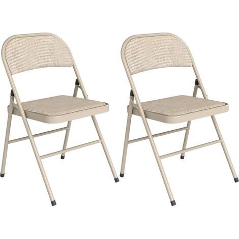 Set di 2 Sedie Pieghevoli 45x46x78 cm con Seduta Imbottita in poliestere e Struttura in Acciaio Beige (1/5)