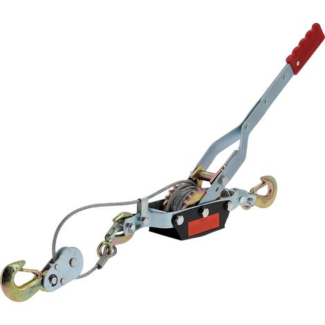 Gt Market – Treuil de halage 1814 kg – Câble acier 3m – 3 crochets en acier – Capacité de traction 1814 kg – Charge de rupture 3628 kg
