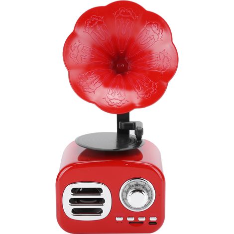 Enceinte Bluetooth portable vintage rétro, accessoire d'équipement rouge (1/5)