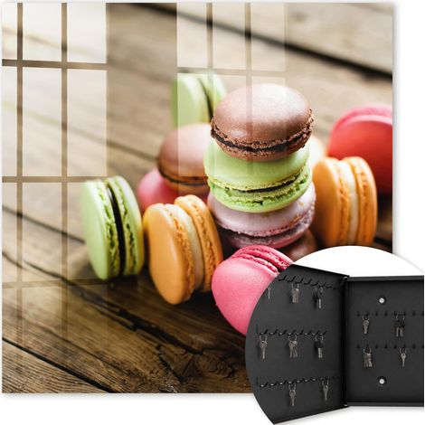 Armoire à clés - (30 cm x 30 cm) - Boîte à clés murale - Coffret de rangement pour clés - Couleur noire - Ouverture vers la gauche - Pour maison et bureau - bonbons colorés