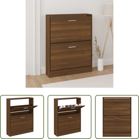 Holzschrank - Schuhschrank Braun Eichen-Optik 59x17x81 cm Holzwerkstoff (1/5)
