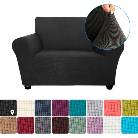 Housse de canapé élastique en spandex, antidérapante, douce, lavable, pour le salon, les enfants et les animaux domestiques (noir) (1/5)