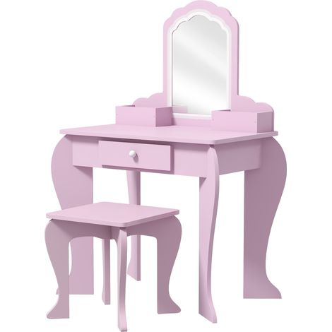 Toeletta per bambini 55 x 36 x 86 cm specchio nuvola sgabello portaoggetti cassetto creativo decorativo contemporaneo in MDF rosa 210000267