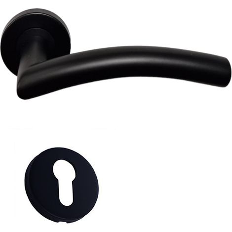 Coppia di maniglie KLOSE su rose "ELSA VAGUE" in acciaio inox nero 304  + 2 rose a cilindro