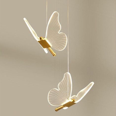 Suspension LED 6W Papillon Créatif Lustre Plafonnier Scandinave Éclairage de Plafond LED Acrylique Luminaire Plafonnier 3000K-6500K Dimmable pour Chambre D'enfant Salon Salle à manger [Classe énergéti (1/5)