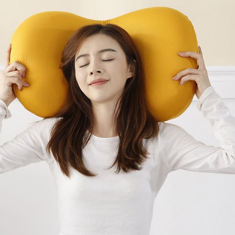 Oreiller cervical en mousse à mémoire de forme style Instagram, oreiller pour éponge à maquillage, oreiller ventre de chat, noyau d'oreiller en latex à rebond lent, rose. (1/5)