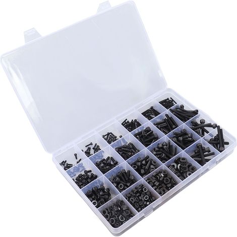 Kit de réparation 1203 pièces avec boulons hexagonaux, écrous, rondelles plates et clé – assortiment de quincaillerie pour fixation et bricolage (1/5)