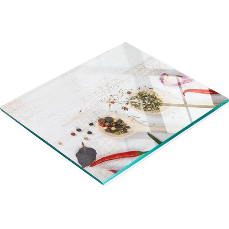 Tabla de cortar de cristal para cocina con gráficos de verduras y especias, 60x52 cm (1/5)