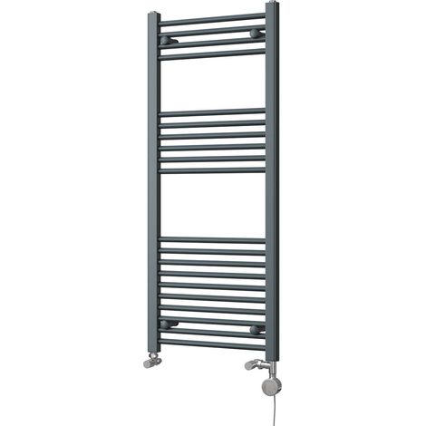 Zennor - Anthracite Dual Fuel Towel Rail H1200mm x W500mm Thermostatic - Straight (1/3)