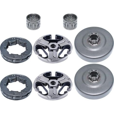 Kit d'embrayage 3/8" 7T, pour tronçonneuses Husqvarna 61, 66, 266, 268, 272, 268Xp, 272Xp, 503 74 44-02, 501 83 15-04 (1/5)