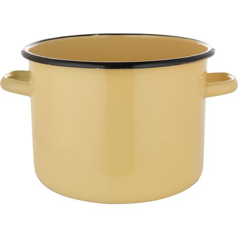 Vaso smaltato, dritto, liscio, 22 cm, 6 litri, color crema