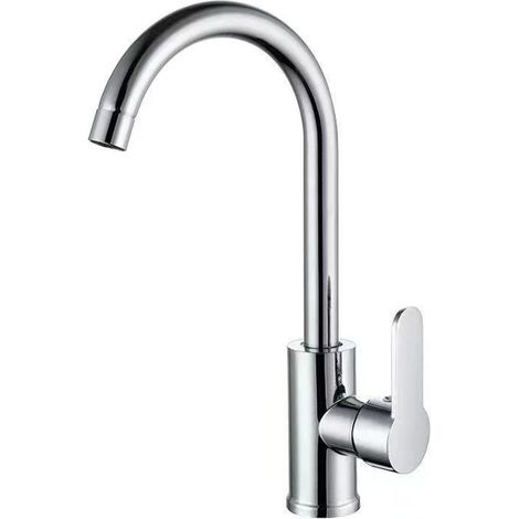 Robinet mitigeur de cuisine chromé à levier unique avec flexible de 60 cm pour évier eau chaude/eau froide