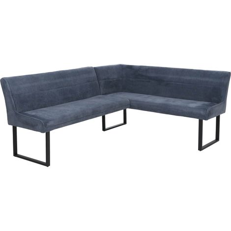 Eckbank HHG-509, Esszimmerbank Bank, Öko-Tex (310g/m²) Chenille Stoff/Textil Metall 210x159cm blau