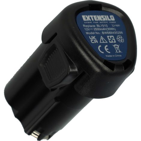 EXTENSILO Batería compatible con Black & Decker HPL106, HPL10IM, HPL10RS, LDX112, LDX112C herramientas eléctricas (2500 mAh, Li-Ion, 12 V)
