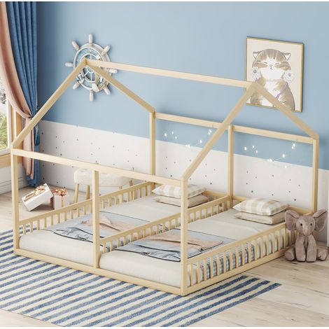 letto 90x200 2 in 1 con sponde casa bambini in pino HAVRYA (1/5)
