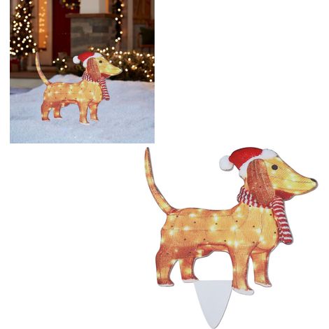 Guirlande lumineuse chien de Noël, décorations de terrasse, lumières LED, décor de Noël, ornements décoratifs, chien de Noël 05 (1/5)