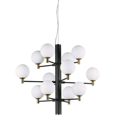 Ideal Lux Copernico - Lámpara colgante de techo con múltiples brazos, 12 luces, Negro, G9